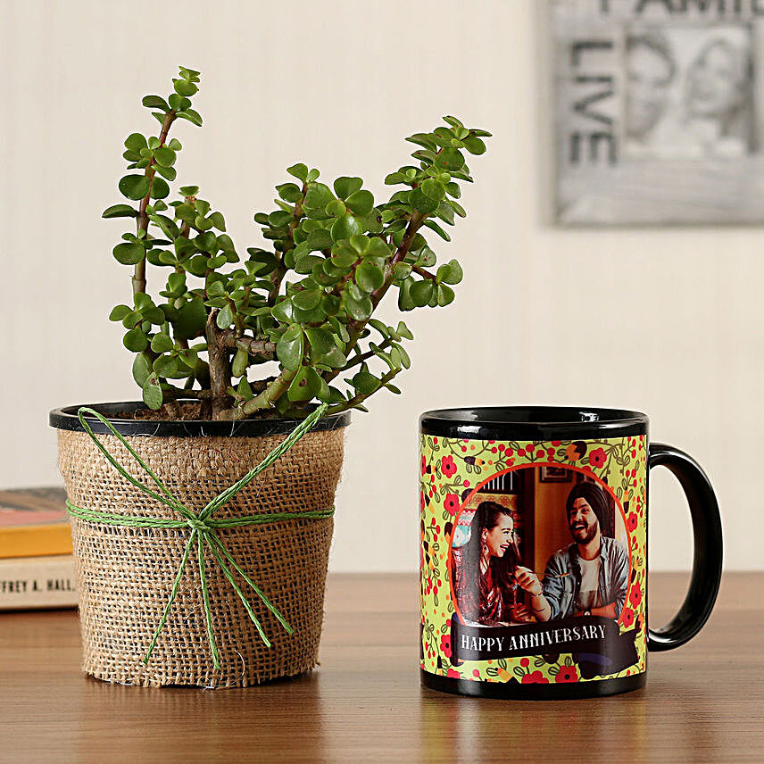 Jade Plant Personalised Black Mug