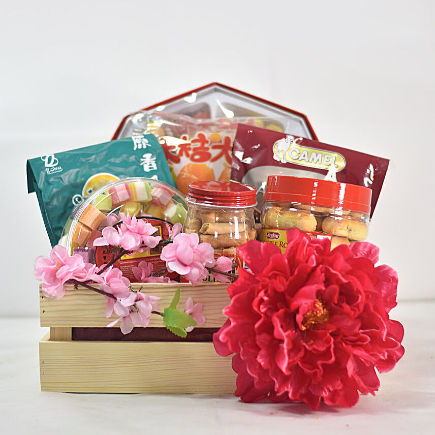 Crazy New Year Gift Treat Basket:Send Chinese New Year Gifts to Singapore