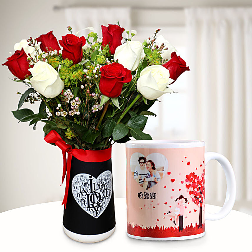 Ravishing Flowers with Personalised Mug