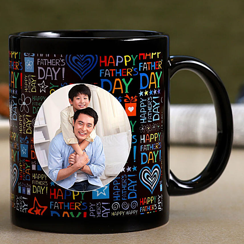 Black Personalised Mug For Fathers Day Wish