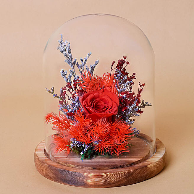 Forever Red Rose In Glass Dome singapore Gift Forever Red Rose In