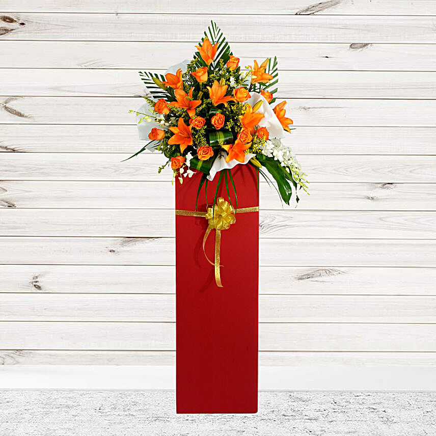 Vibrant Mixed Flowers Cardboard Stand