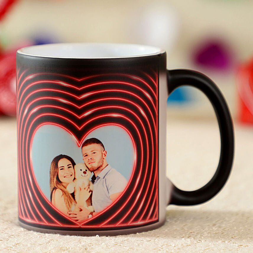 Personalised Heart Effect Magic Mug:Send Kiss Day Gifts to Singapore