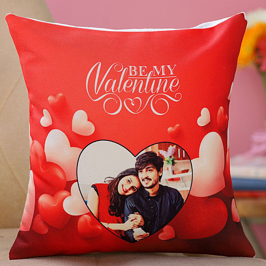 Be My Valentine Picture Cushion:Send Kiss Day Gifts to Singapore