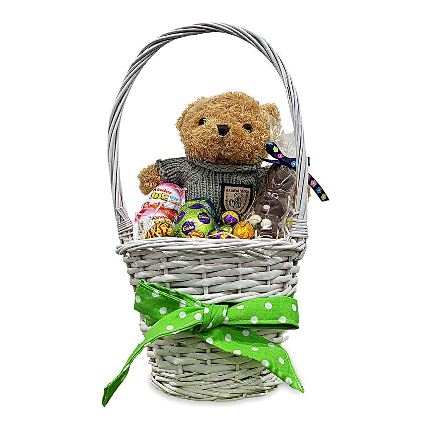 Easter Special Assorted Chocolates & Teddy Basket:Send Easter Gifts to Singapore