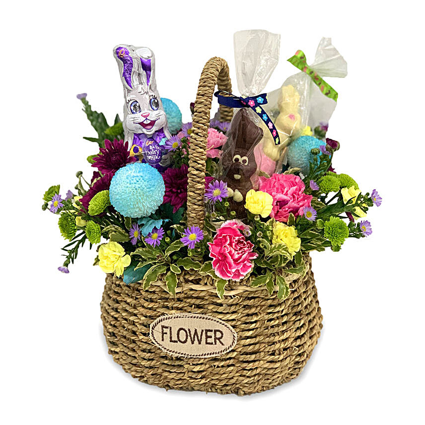 Happy Easter Chocolates & Flowers Gift Basket