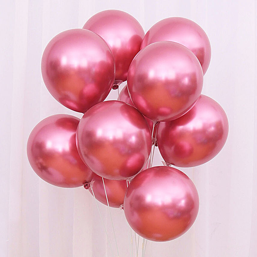 10 Pink Chrome Balloons