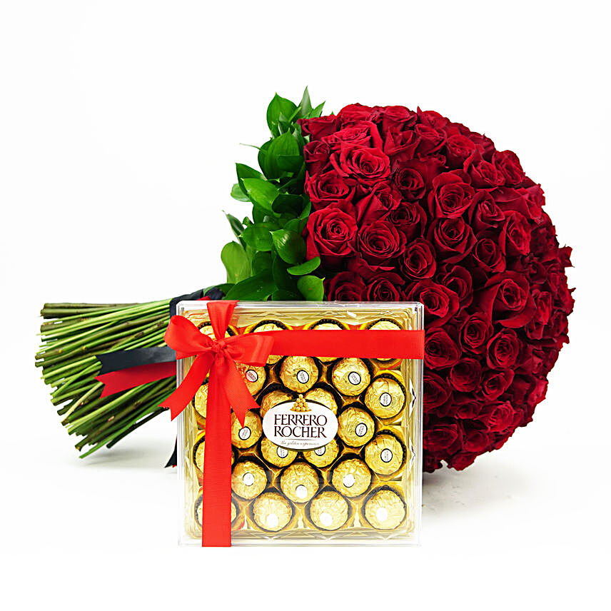 150 Red Roses Posy N Ferrero Rocher:Flowers and Chocolates Delivery in Singapore