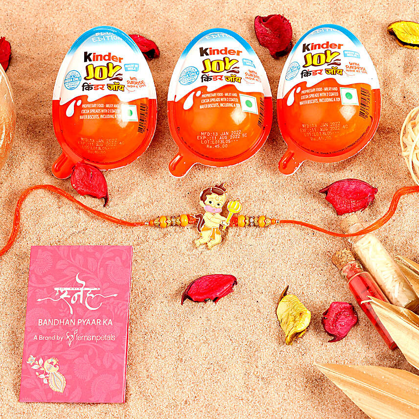 Sneh Bal Hanuman Kids Rakhi And Kinder Joy Pack:Devotional Rakhi to Singapore