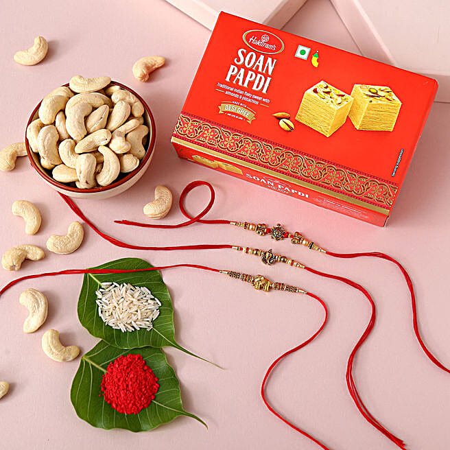 Sneh Feng Shui Rakhi Set With Soan Papdi Cashews singapore