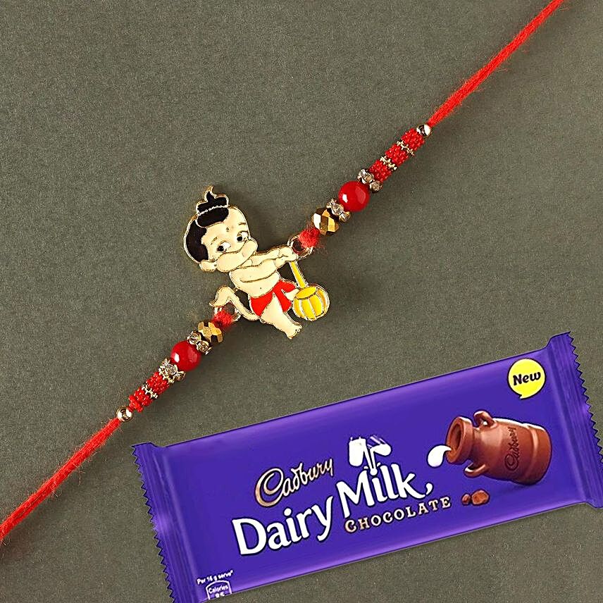 Sneh Holy Ganesha Kids Rakhi with Dairy Milk:Rakhi with Chocolates to Singapore