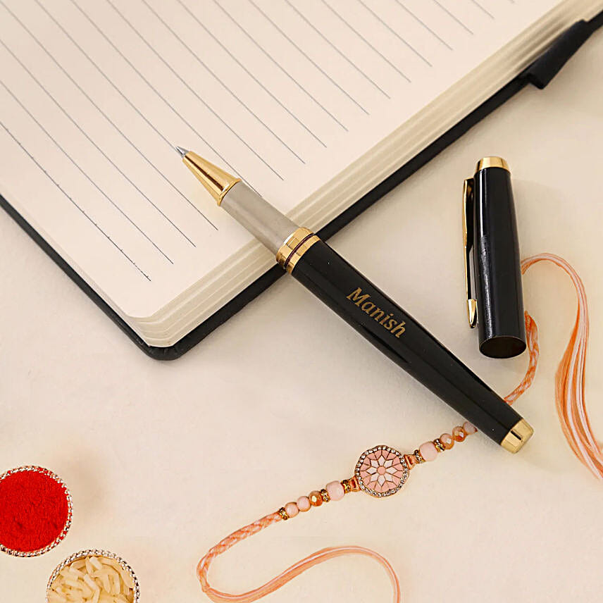 AD Rakhi with Personalised Name Roller Pen