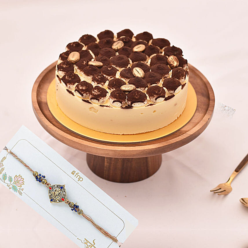 Delish Irresistible Tiramisu Cake with Ganesha Rakhi