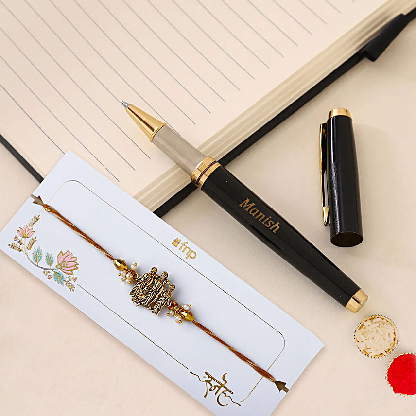Devotional Ram Darbar Rakhi & Personalised Name Pen