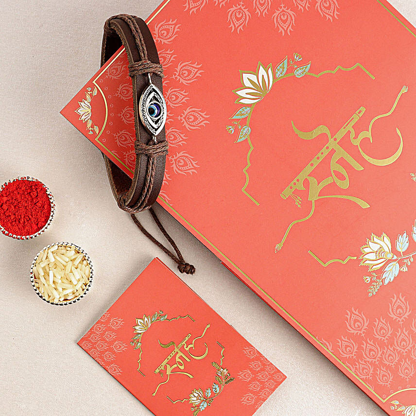Evil Eye Bracelet Rakhi N Motichoor Laddoo Delight
