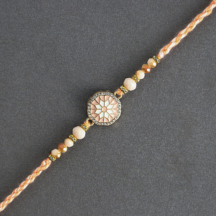 Floral American Diamond Rakhi N Lindt Chocolate