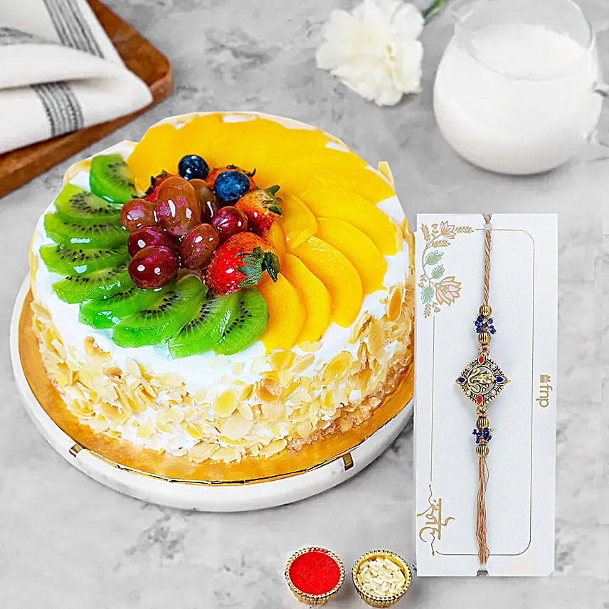 Fruit Cake with Ganesha Rakhi