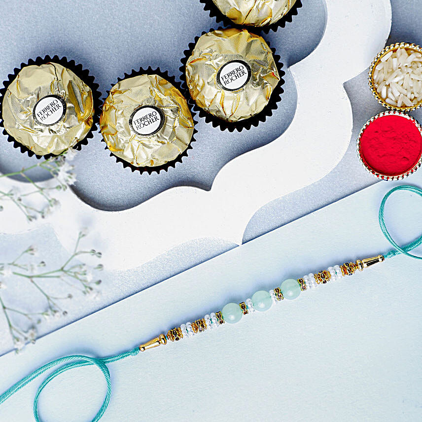 Graceful Pearl Ethnic Rakhi N Ferrero Delight