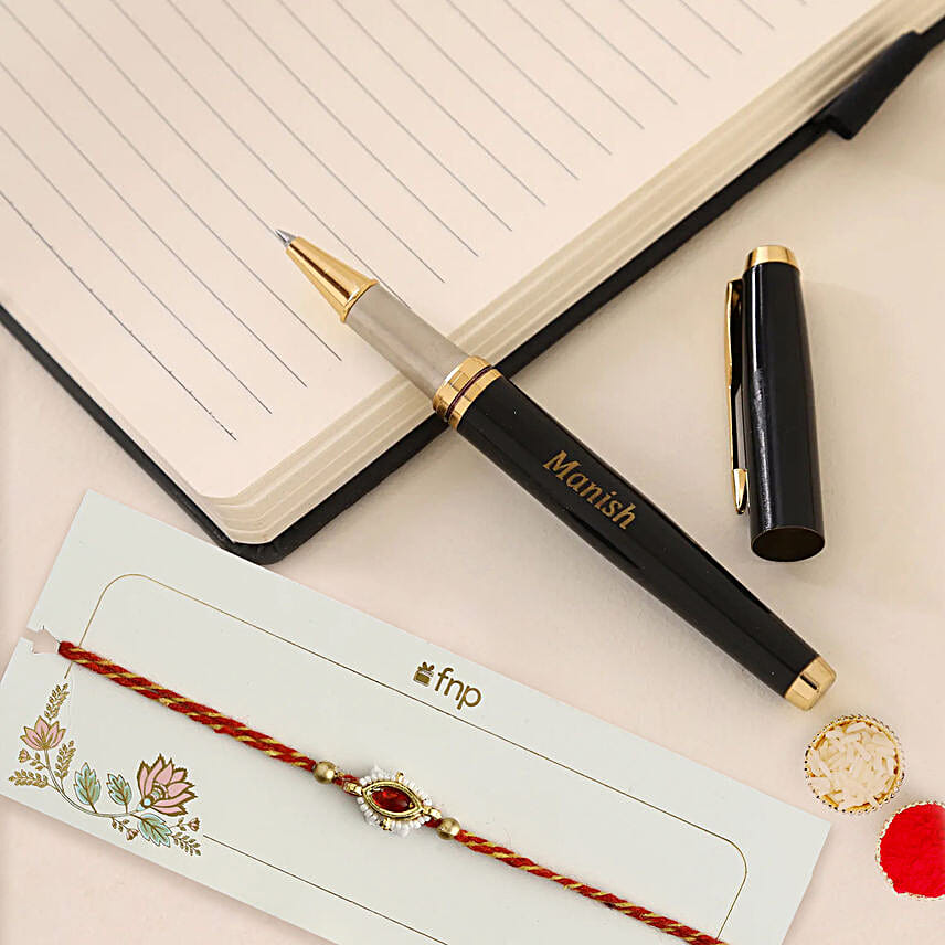 Mauli Rakhi & Personalised Name Roller Pen