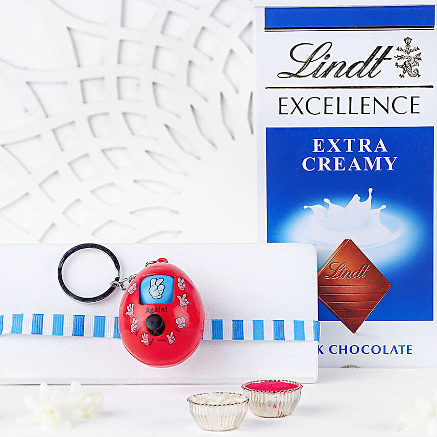 Push Button Game Keychain Rakhi N Lindt Chocolate