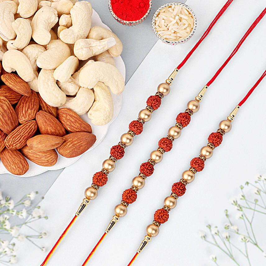 Rudraksha Bliss Rakhi Set of 3 N Nutty Delight