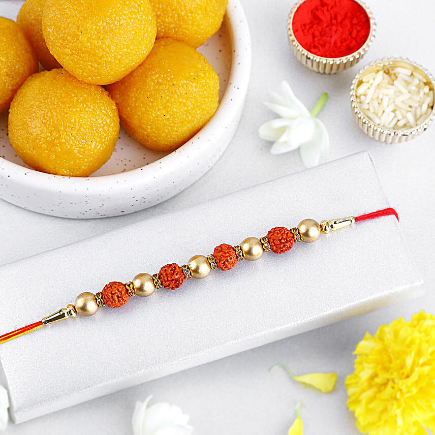 Rudraksha Rakhi Blessings N Laddoo Delight