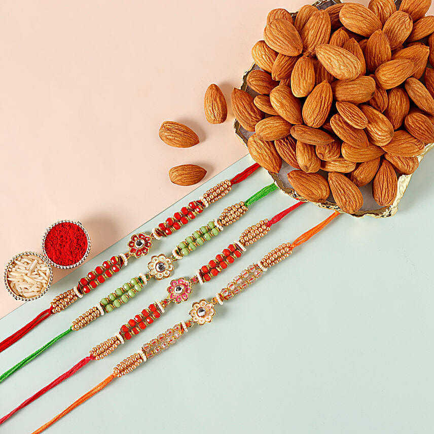 Sneh Meenakari Rakhi Set & Almonds