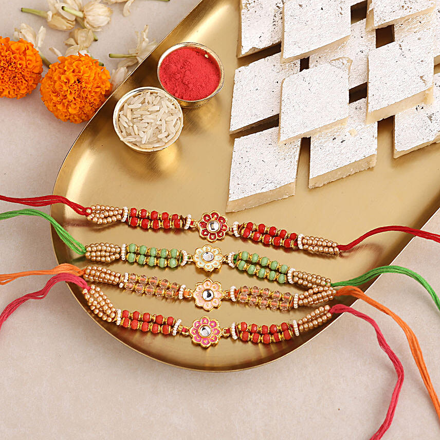 Sneh Meenakari Rakhi Set & Kaju Katli