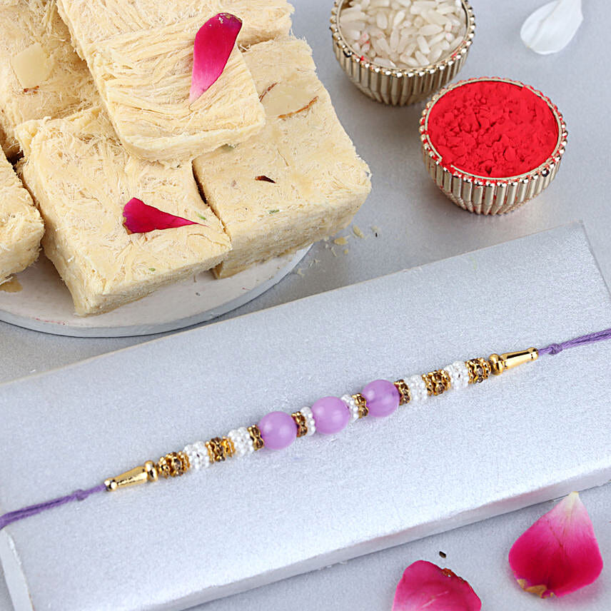 Sneh Nityam Creation Regular Ethnic Pearl Rakhi Soan Papdi
