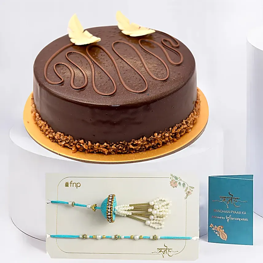 Yummy Chocolate Cake with Bhaiya Bhabhi Rakhi