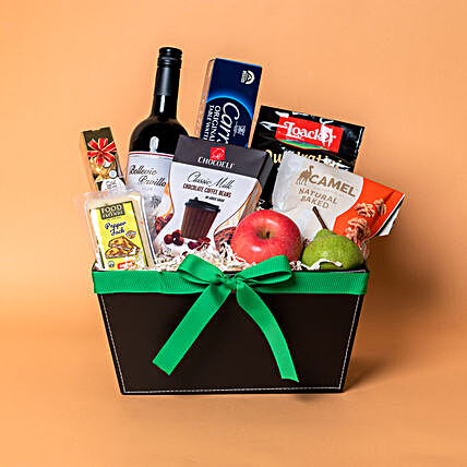 Red Wine N Cookies Gift Hamper:Send Bhai Dooj Gift Hampers To Singapore