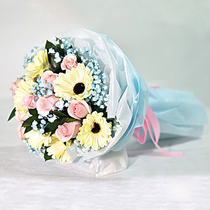 Gerberas & Roses Blossom Bouquet