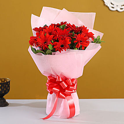 10 Ravishing Red Gerberas Bouquet