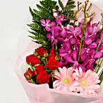 Beautiful Roses and Mokara Orchids Mixed Bouquet