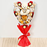Chocolates and Teddy Bear Heart Shaped Bouquet