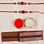 Two Pearl Rakhis And Kitkat Chocolates