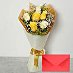 White & Yellow Roses With Greeting Card
