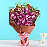 Six Exotic Purple Orchids Bouquet
