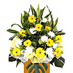 Gerberas & Chrysanth With Premium Brown Stand