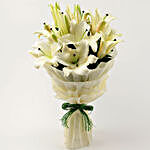 5 Serene White Oriental Lilies Bouquet