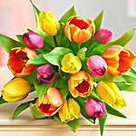 Heavenly 12 Multicoloured Tulips Vase