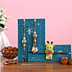Blue Orb Lumba Rakhi Set & Giraffe Rakhi With Almonds