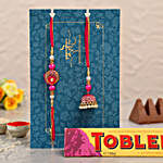 Meenakari Pearl Lumba Rakhi Set With Toblerone Chocolate
