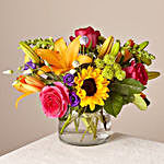 Heavenly Mixed Flowers In Glass Vase