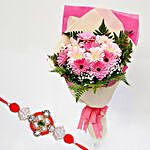Pink Gerbera Bouquet With Floral Rakhi