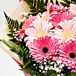 Pink Gerbera Bouquet With Floral Rakhi