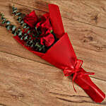 Beautiful Red Rose Bouquet With Rich Chocolate Mousse Cake