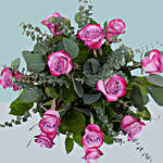 12 Timeless Purple Roses Glass Vase Arrangement