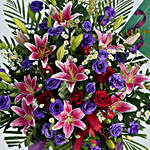 Blissful Mixed Flowers Purple Cardboard Stand