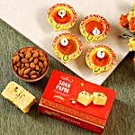 Designer Diwali Diyas With Almonds And Soan Papdi